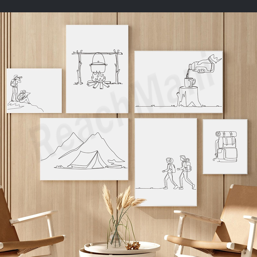 Hiking poster, minimalist tent - مراجعة Outdoor Adventure York وسعره